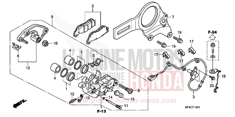 HINTERRAD-BREMSSATTEL (CB1000RA) von CB1000R ABS PEARL SIENA RED (R320) von 2010